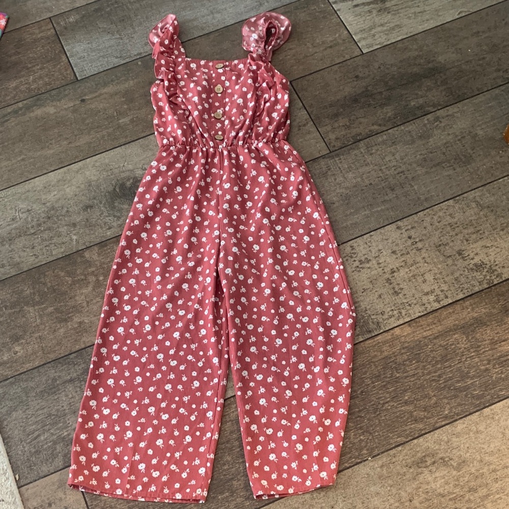 Floral Pink Kids Jumpsuit